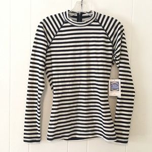 J Crew Medium Rash Guard Long Sleeve Stripes Navy
